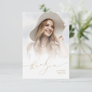 Cartão De Agradecimento Graduação de Fotos de Script Chic Moderno Minimali