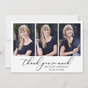 Cartão De Agradecimento Graduação de Fotos do Script de Tinta Moderna de C