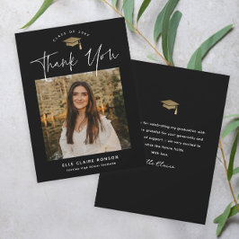 Cartão De Agradecimento Graduação de Fotos em Preto e Branco com Script Si