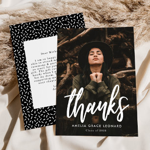 Cartão De Agradecimento Graduação de Fotos em Preto e Branco de Script Mod