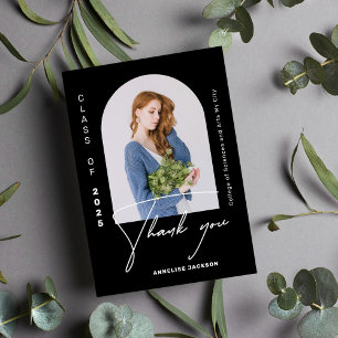 Cartão De Agradecimento Graduação de fotos minimalista elegante do ano
