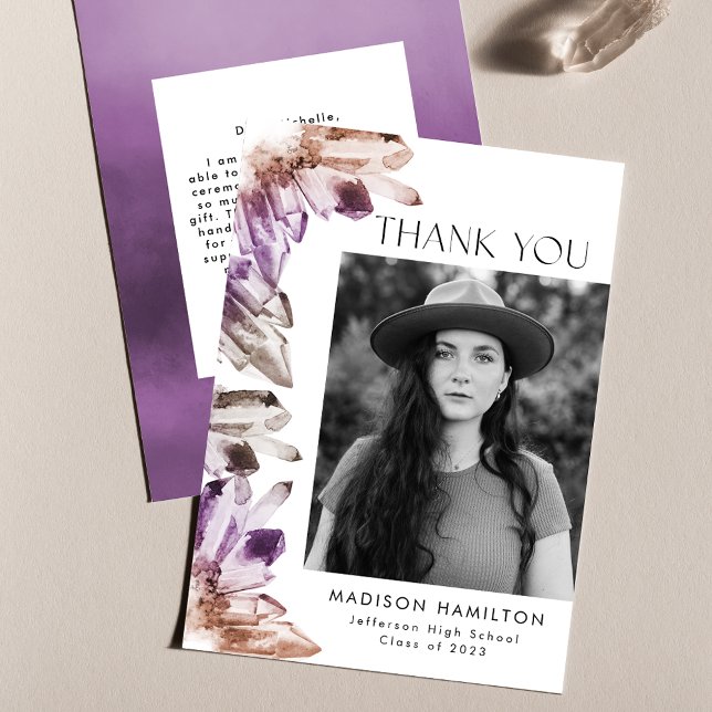 Cartão De Agradecimento Graduação de Fotos por Cristais de Aquarela Ametis (Criador carregado)