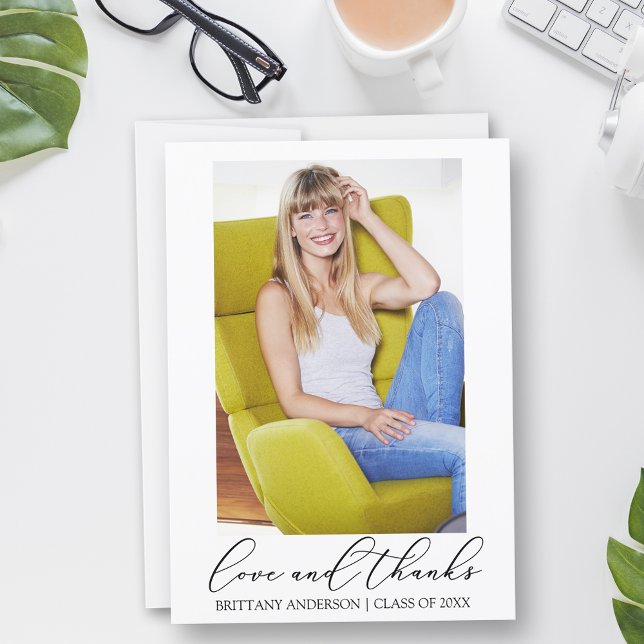 Cartão De Agradecimento Graduação de Fotos por Ink de Obrigados e Amor (Customize to add text or more photos to back of card.)
