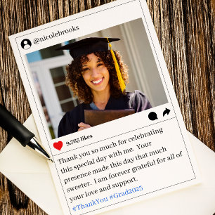 Cartão De Agradecimento Graduação de Fotos Poste de Mídia Social Obrigado