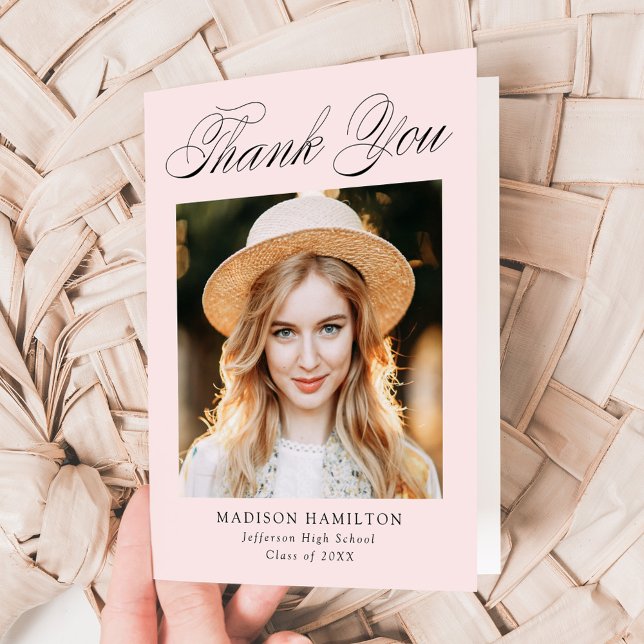 Cartão De Agradecimento Graduação de Fotos Rosa Esmagada por Caligrafia El (Criador carregado)