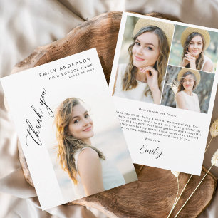 Cartão De Agradecimento Graduação de Fotos Simples com Formando de Script