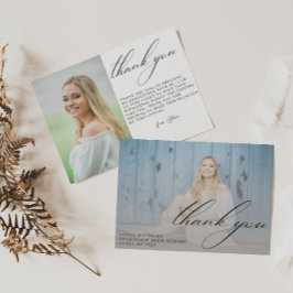 Cartão De Agradecimento Graduação de Fotos Simples com Formando de Script 