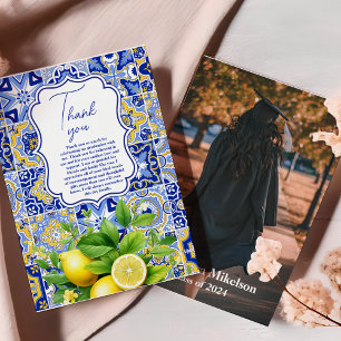 Cartão De Agradecimento Graduação de limões com azulejos Azuis Foto