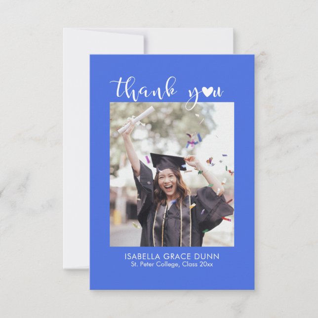 Cartão De Agradecimento Graduação de Script de Caligrafia Simples Na moda (Frente)