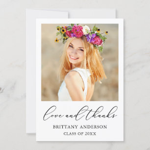 Cartão De Agradecimento Graduação de Script de Tinta de Amor e Obrigados