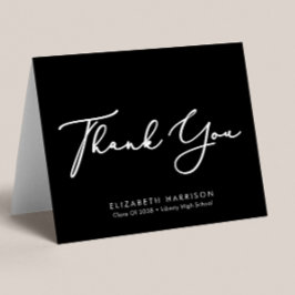 Cartão De Agradecimento Graduação de Script Elegante Preto