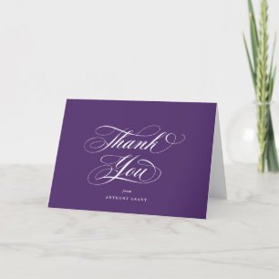 Cartão De Agradecimento Graduação de Script Elegante Roxo do vazio
