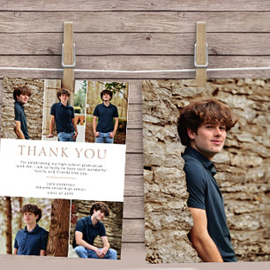 Cartão De Agradecimento Graduação de texto em negrito Beige 6 - Obrigado