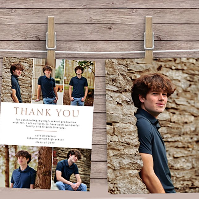 Cartão De Agradecimento Graduação de texto em negrito Beige 6 - Obrigado (Criador carregado)