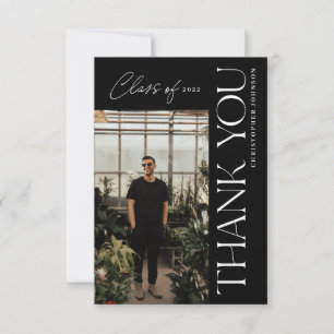 Cartão De Agradecimento Graduação de Tipo Moderno Obrigado Foto Preto