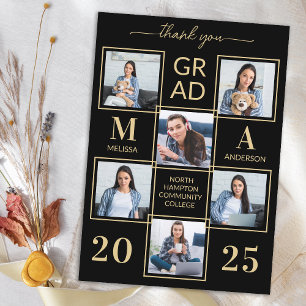 Cartão De Agradecimento Graduação Dourada Personalizada de Foto Elegante 6