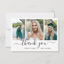 Cartão De Agradecimento Graduação Elegante de Colagem de Fotos Moderna