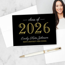 Graduação Elegante Preto e Dourado da Turma de 202