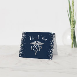 Cartão De Agradecimento Graduação em Prática de Enfermagem NavyBlue Prata