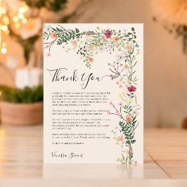 Cartão De Agradecimento Graduação em primavera de flores silvestres do cam