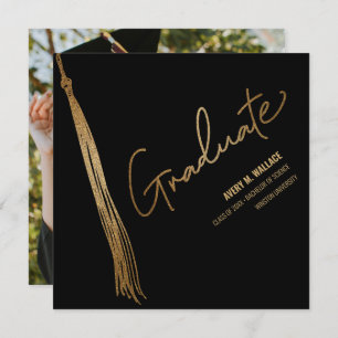 Cartão De Agradecimento Graduação Exclusiva de Tassel Preto de Foto Person