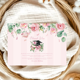 Cartão De Agradecimento Graduação Floral Rosa Moderna