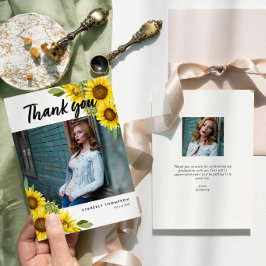 Cartão De Agradecimento Graduação Foto Obrigado Sunflower Script