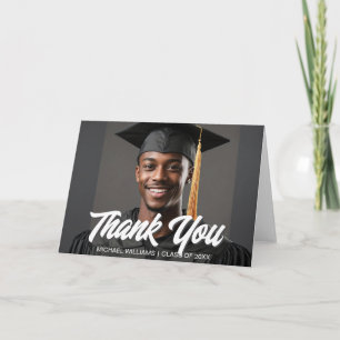 Cartão De Agradecimento Graduação Foto Sobreposição de Letra Negrito Gradu