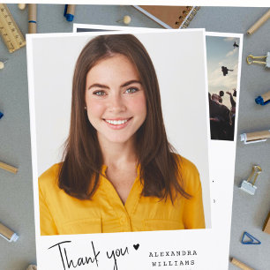 Cartão De Agradecimento Graduação Mínima Escrita À Mão Obrigado Foto