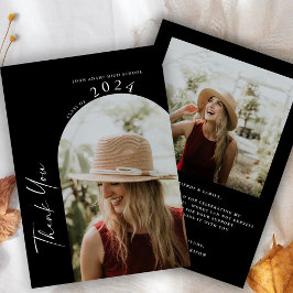 Cartão De Agradecimento Graduação mínima moderna de dois scripts de fotos