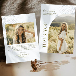 Cartão De Agradecimento Graduação Minimalista de Foto Elegante 2