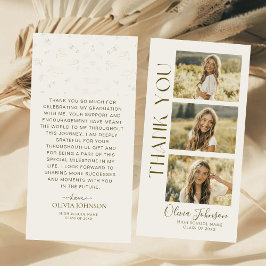 Cartão De Agradecimento Graduação Minimalista de Foto Elegante 3