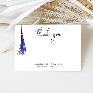 Cartão De Agradecimento Graduação Obrigado Blue Tassel