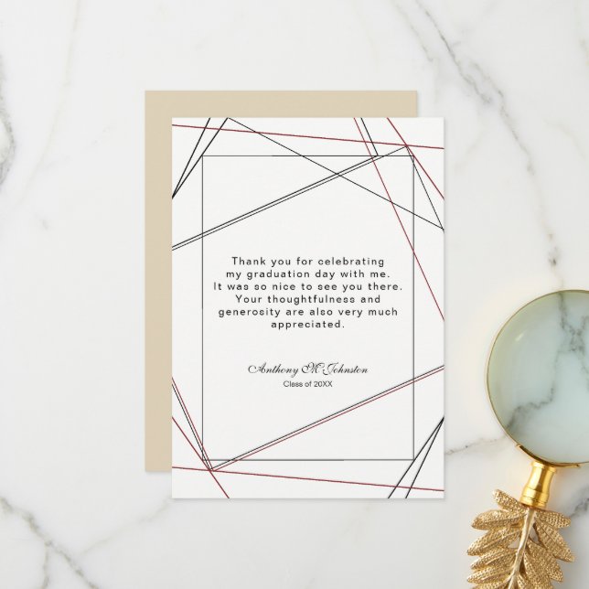 Cartão De Agradecimento Graduação Obrigado Design Geométrico (Frente/Verso In Situ)
