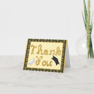 Cartão De Agradecimento Graduação Obrigado Glitter Tecido Font Damask