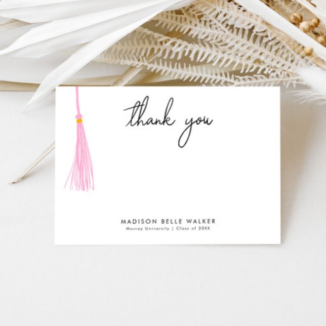 Cartão De Agradecimento Graduação Obrigado Rosa claro Tassel (Criador carregado)