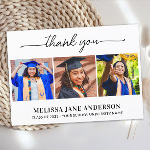 Cartão De Agradecimento Graduação Personalizada 3 Fotos Graduado Moderno