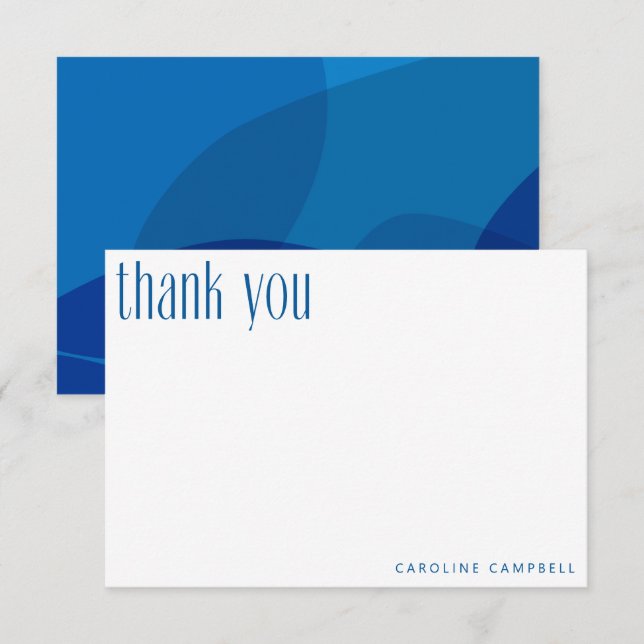 Cartão De Agradecimento Graduação Personalizada Abstrato Azul Moderno (Frente/Verso)