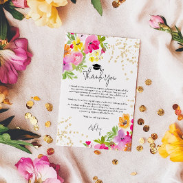 Cartão De Agradecimento Graduação por Aquarela Glitter Bold Chic Boho