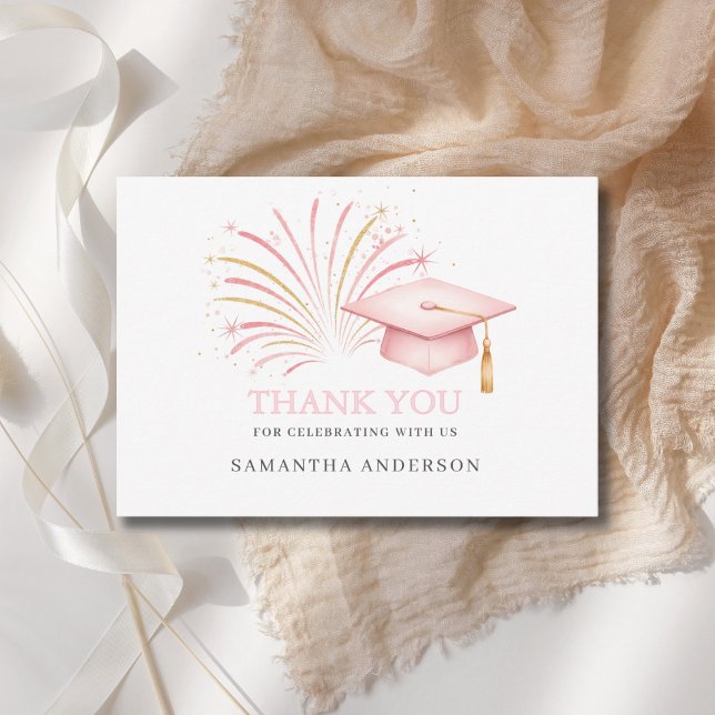 Cartão De Agradecimento Graduação Rosa Moderno Ouro 2026 (Criador carregado)
