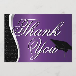 Cartão De Agradecimento Graduação Roxa e Negra Obrigado