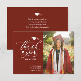 Cartão De Agradecimento Graduação Simples de Foto do Script Elegante Verme