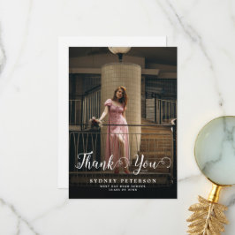 Cartão De Agradecimento Graduação Simples de Foto Moderna 2 do Elegant Scr