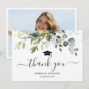 Cartão De Agradecimento Graduação Simples Eucalyptus Greenery Tha