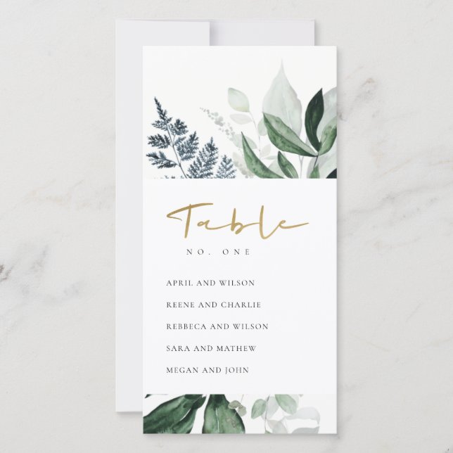 Cartão De Agradecimento Gráfico de Folhagem Verde Foliage Número da Tabela (Frente)