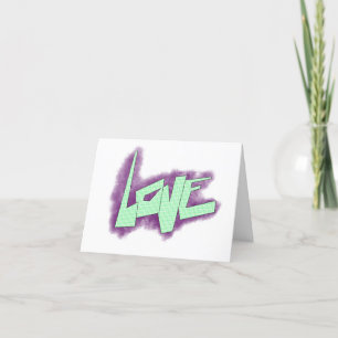 Cartão De Agradecimento grafite de amor roxo verde menta tipografia pontos