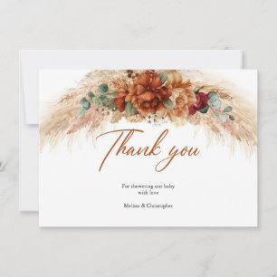 Cartão De Agradecimento Grama de pampas laranja queimada tropical flor bur