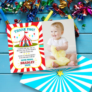 Cartão De Agradecimento Grande Circo Circo Carnaval Foto de 1º Aniversário