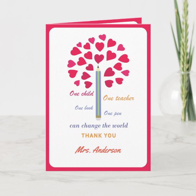 Cartão De Agradecimento Grande Lápis/Apreciação do Professor (Frente)