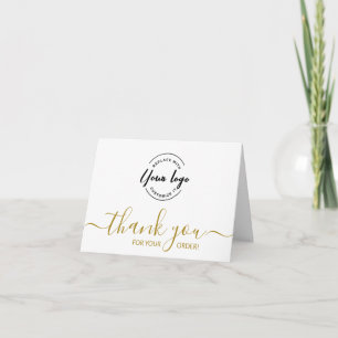 Cartão De Agradecimento Grande logotipo personalizado Elegante Ouro Encome